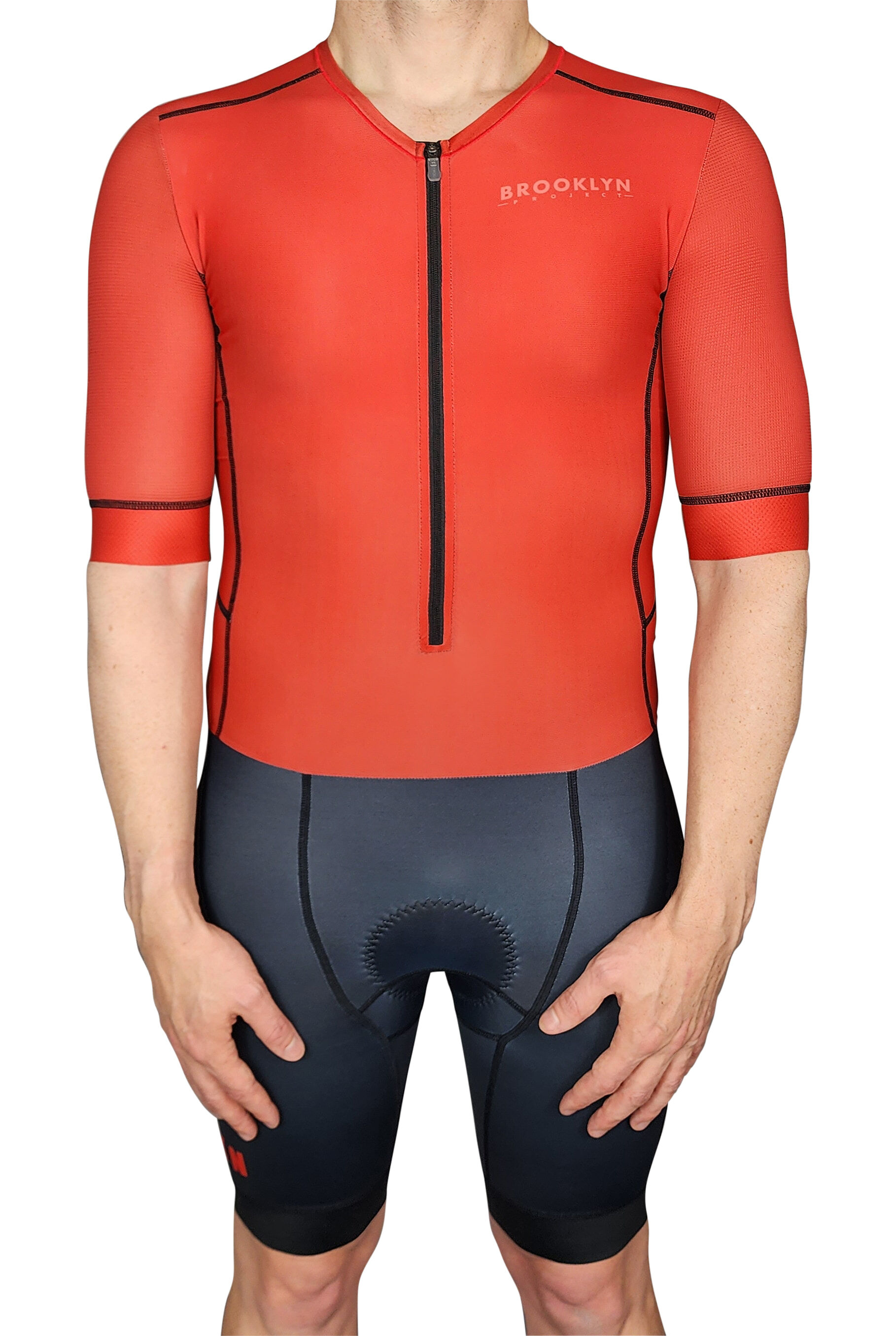 BKN Mens Black and Red Tri Suit Front