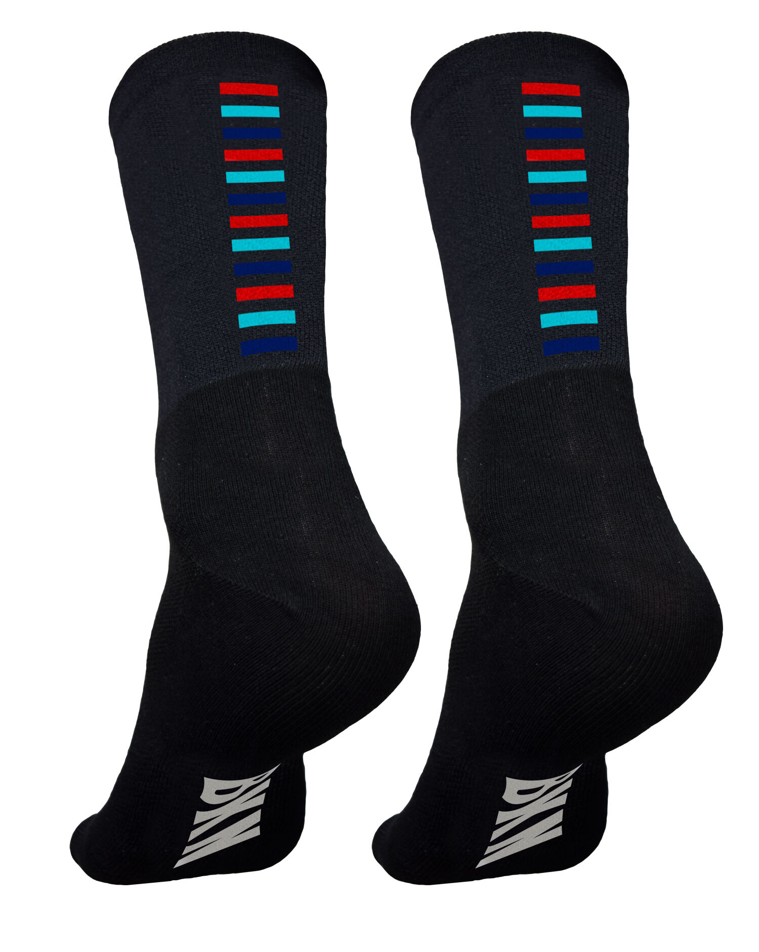 Black with 3 coloured steps-stripes