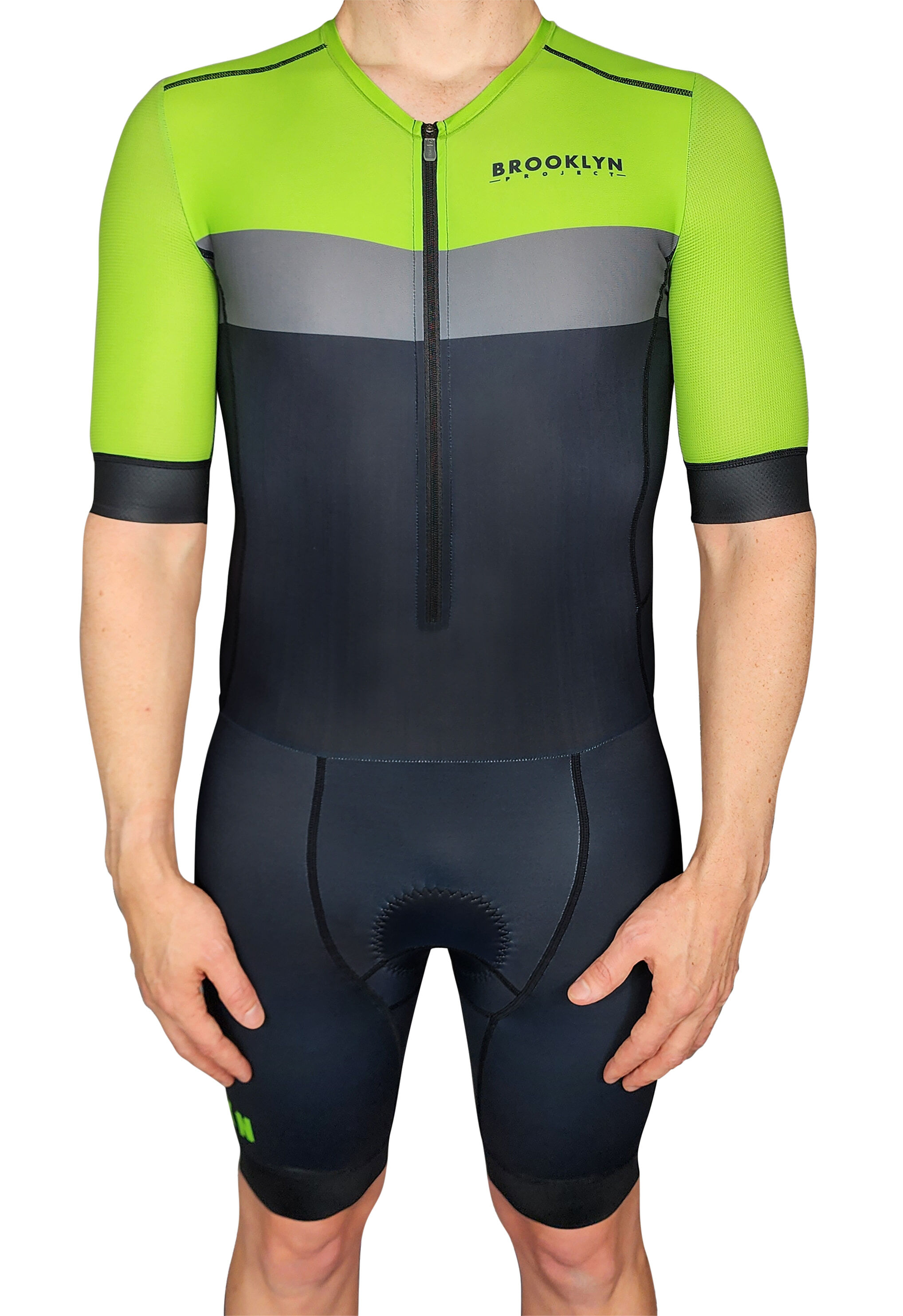 BKN Mens Black and Green Tri Suit Front