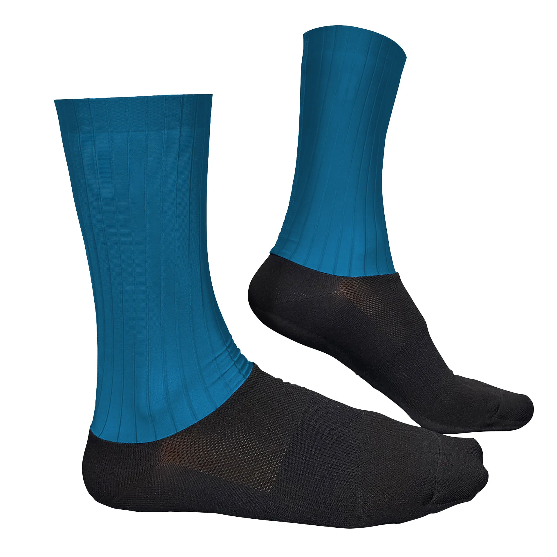 Pro Aero Cycling Socks - Peacock Blue High Cuff 16cm