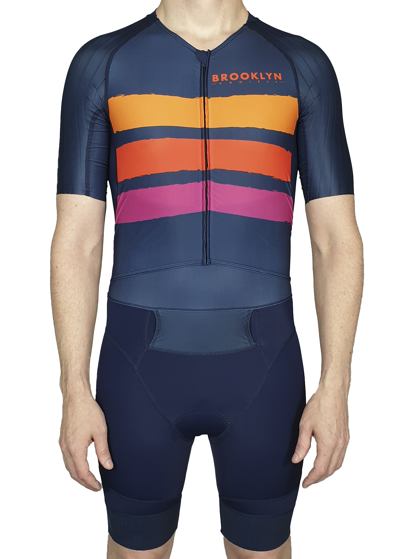 Next Generation Open Front Tri Suit Mens Navy Paint Stripe