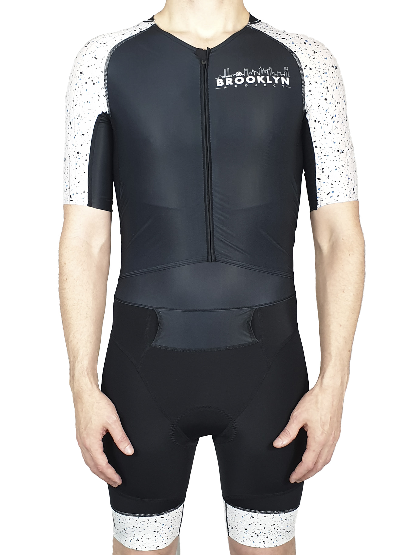 Next Generation Open Front Tri Suit Mens Black BlueWhite Speckle